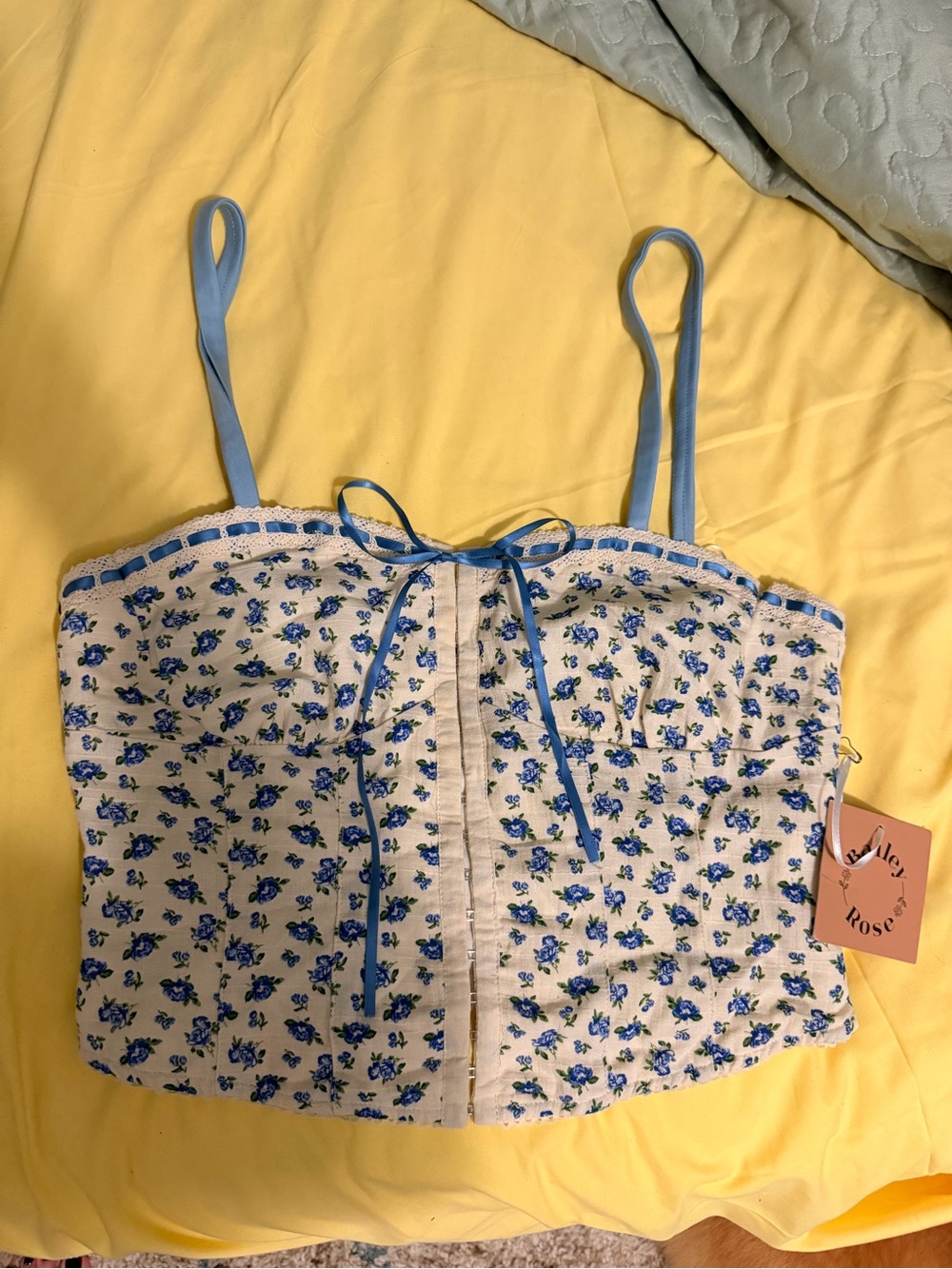Blue floral crop top